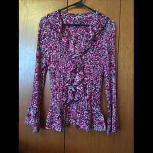 Accordion pleat long sleeve blouse